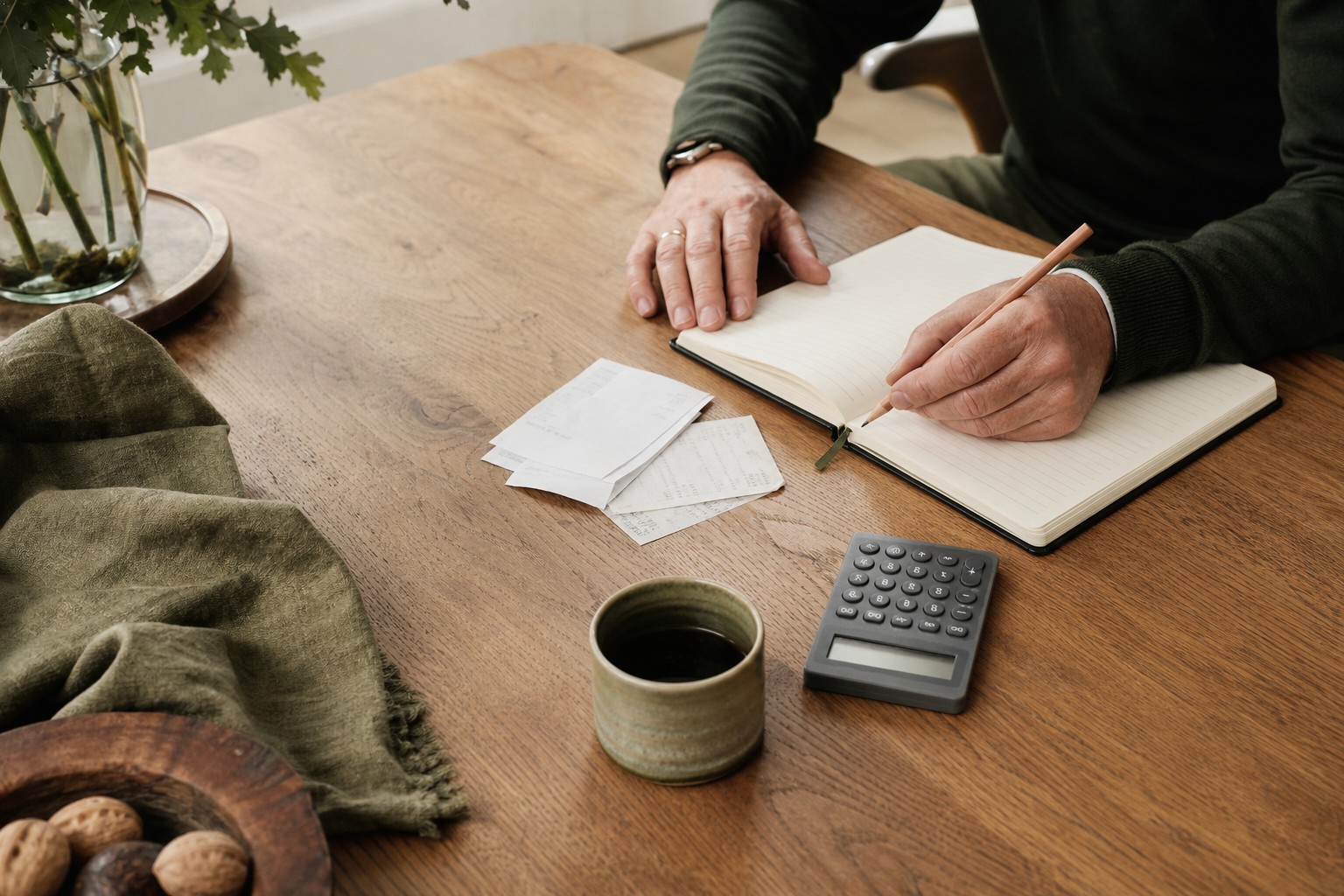 Zakelijke administratie en planning op een rustige werktafel
